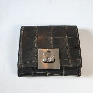 Ferragamo Alligator Gancini Coin Purse
